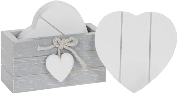 Grey Wooden Heart Coasters