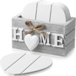 Chic Grey Wooden Heart Coasters With Storage Box