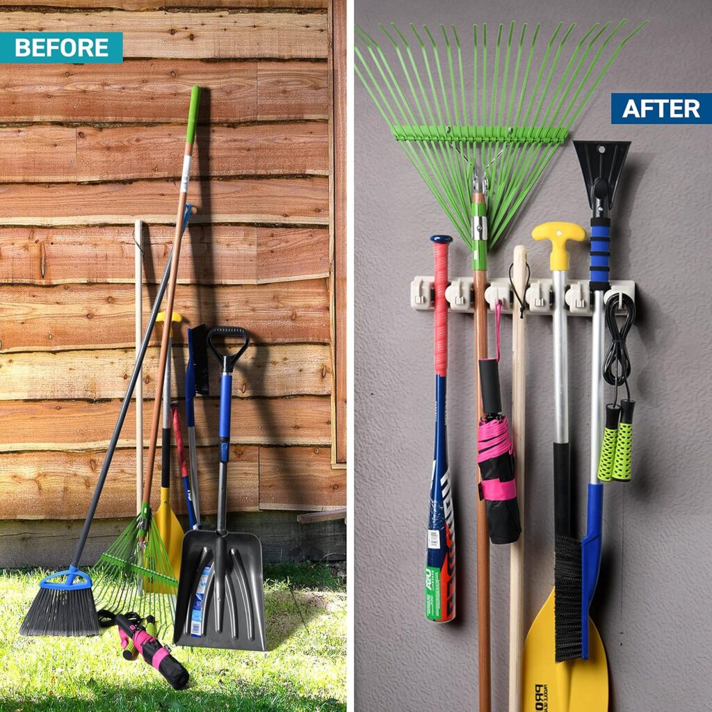 Wall Mount Mop and Broom Holder Tool Rack