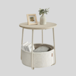 Small Bedside Table With Fabric Basket